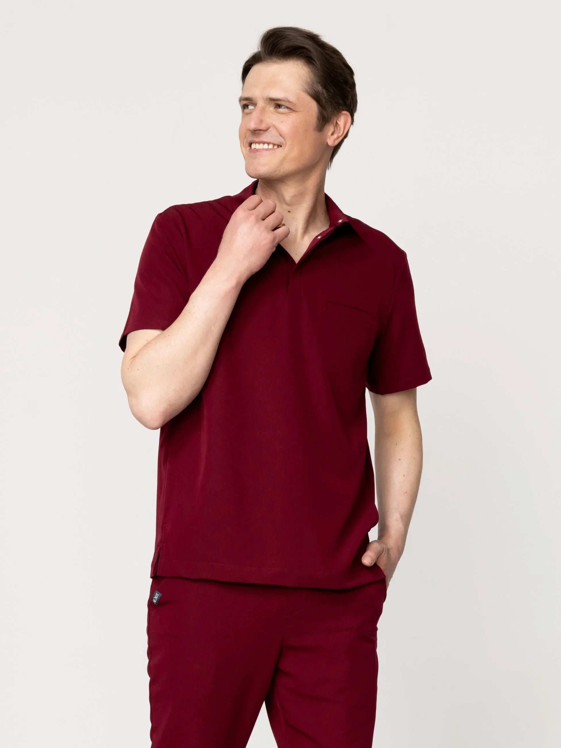 Bluza medyczna męska Polo cherry smoke