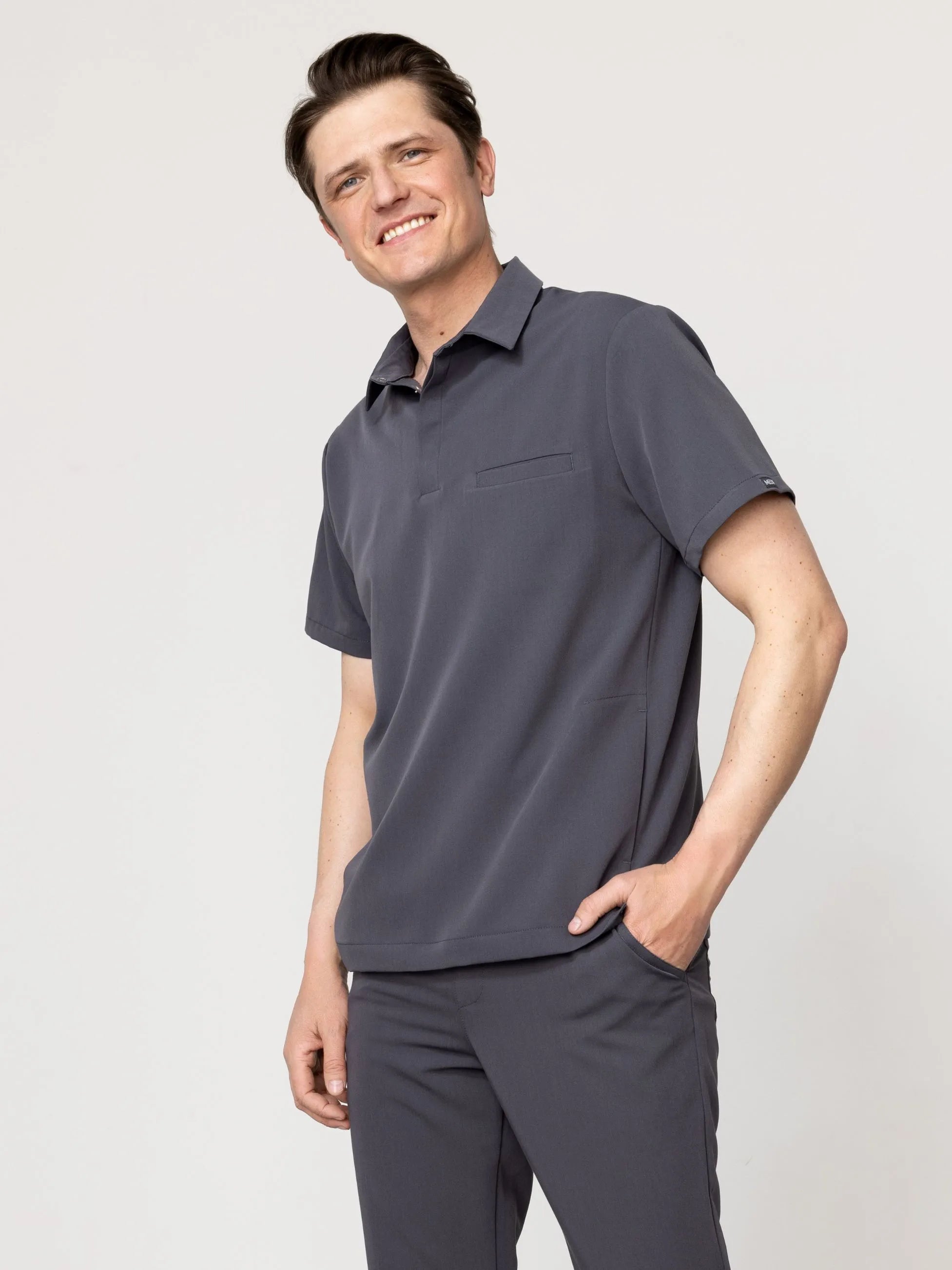 Bluza medyczna męska Polo stalowa