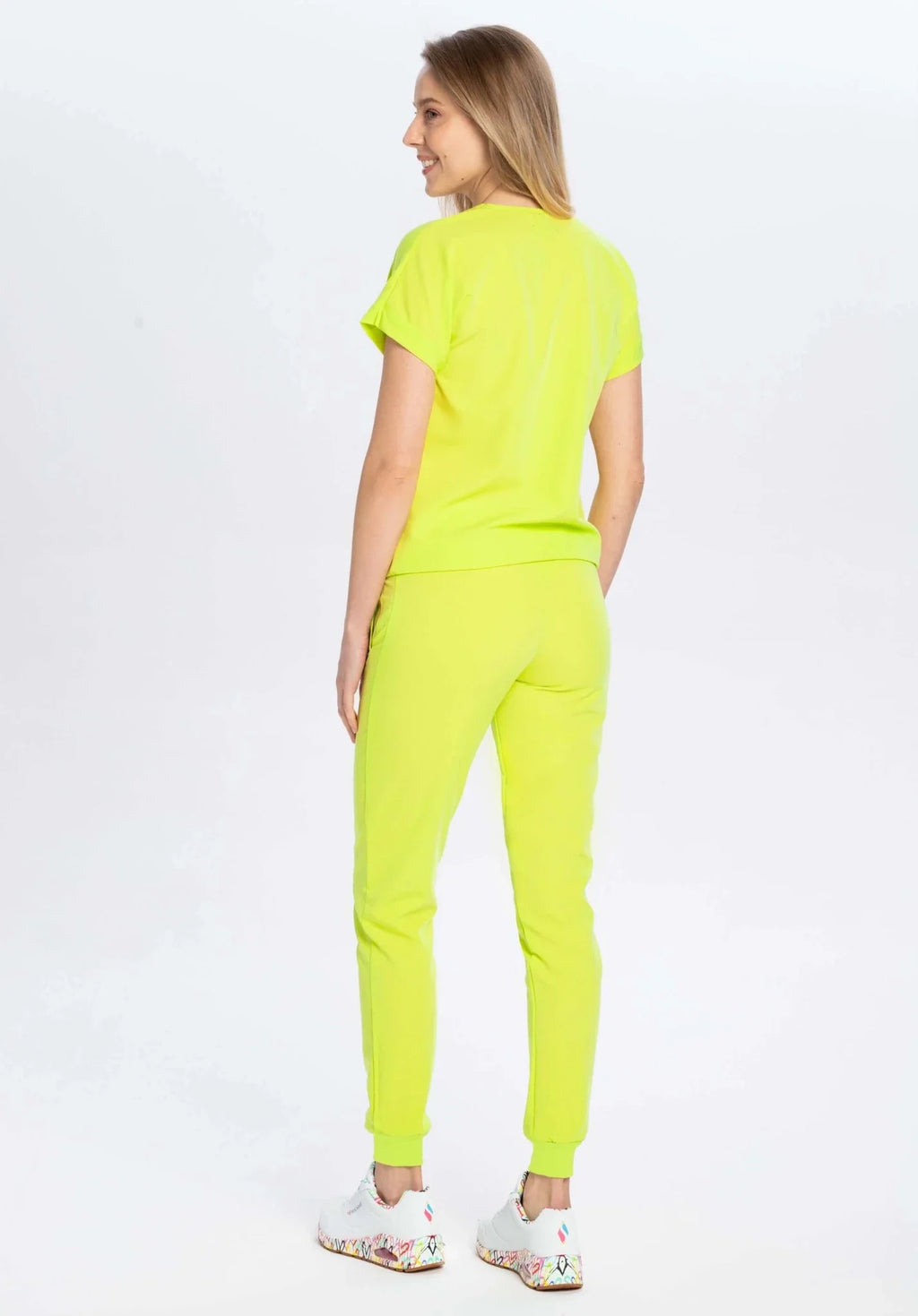 Komplet medyczny damski limonka: Bluza Welt i joggery Welt OUTLET